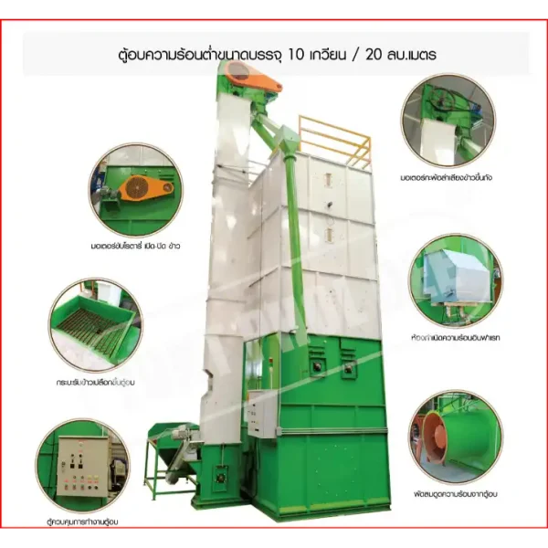 ตู้อบความร้อนต่ำขนาดบรรจุ 10 เกวียน / 20 ลบ.เมตร ใช้ก๊าซ LPG ให้ความร้อนด้วยระบบอินฟาเรท